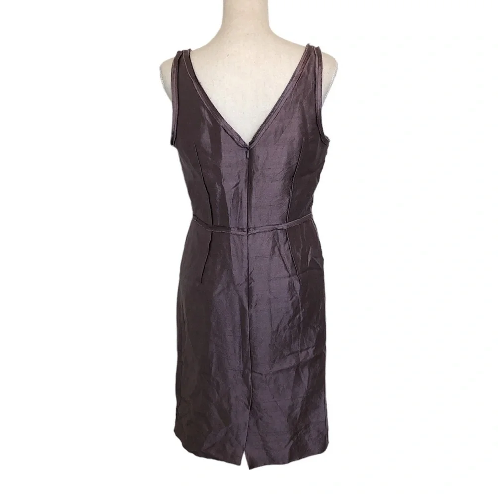 TALBOTS Sheath Dress Women's Size 8 Purple Square Neck Sleeveless Silk Wool - Picture 3 of 12